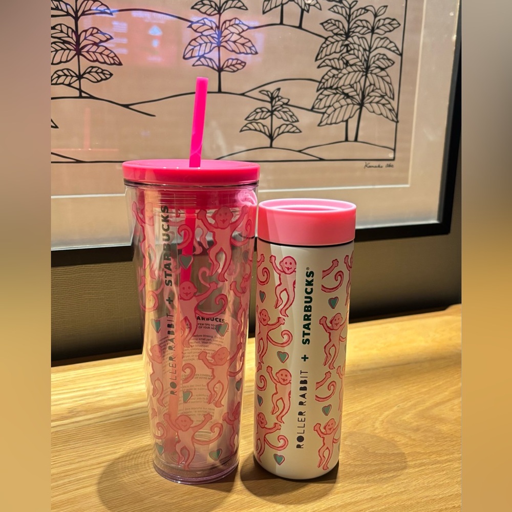 Starbucks Pink and White Tumbler and Bottle Set